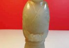 E74 White Jade Standing Figure of a Lady with Double Buns