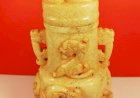 G020  A White Jade Bottle with Cover and Caved with Nine Dragons