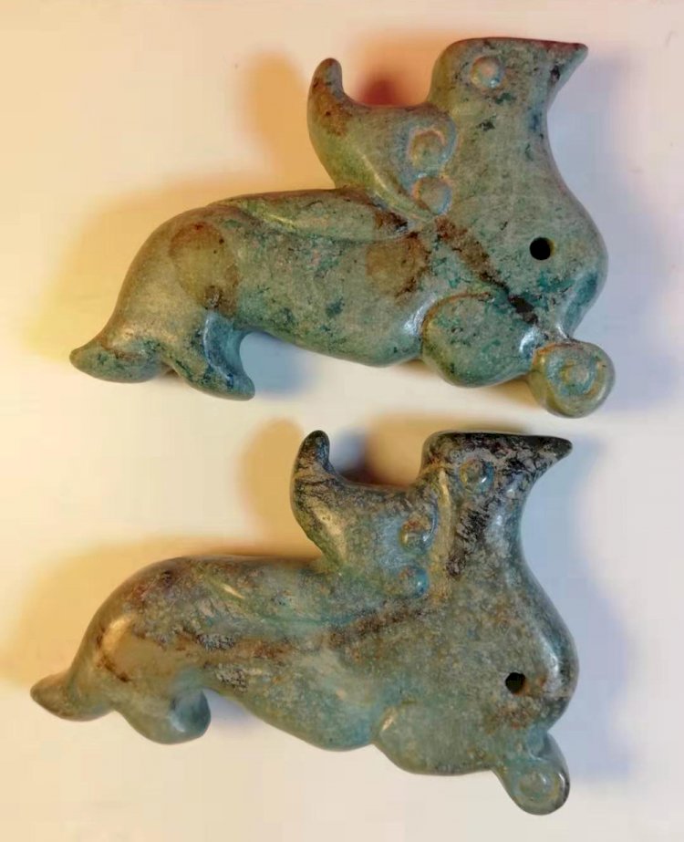 D010西周 玉神鳥珮（一對）