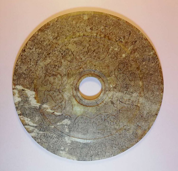 E42 戰國 豹紋大玉璧 