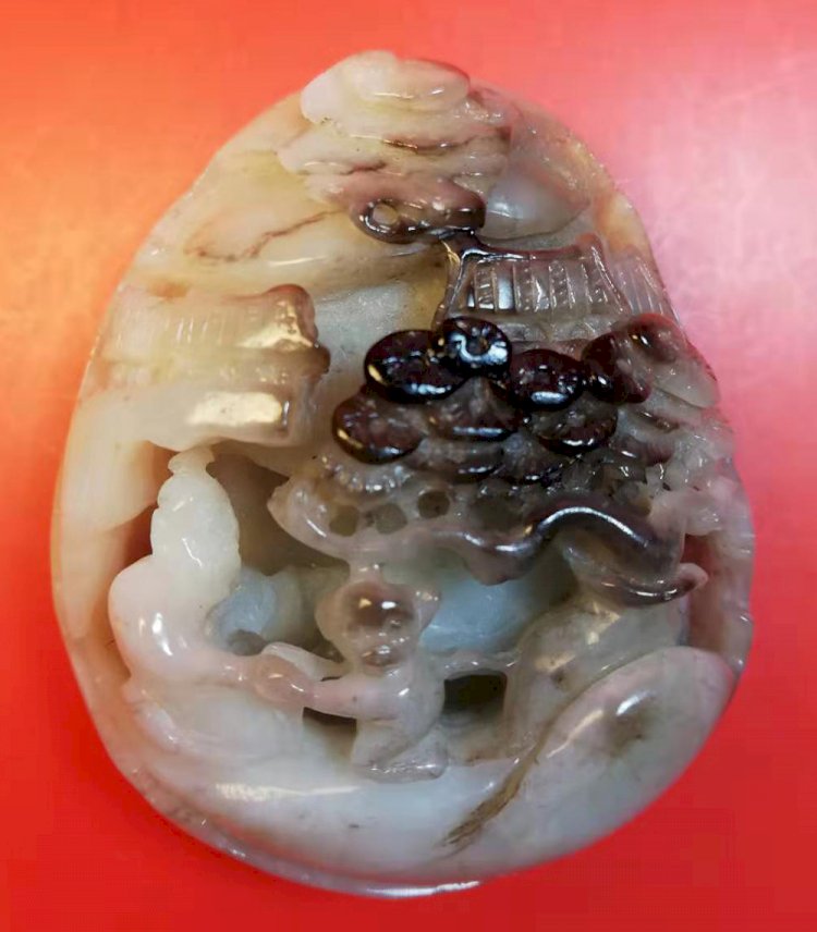 N005 明代 猴王求道白玉山子